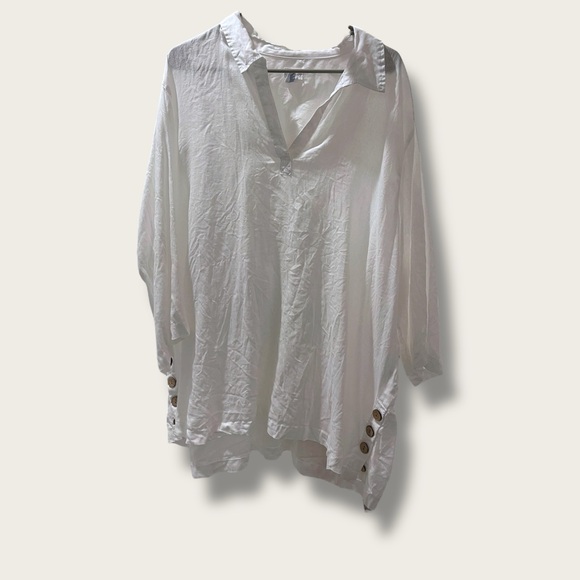 Sigrid Olsen Tops - Women's White Button-Detail Top